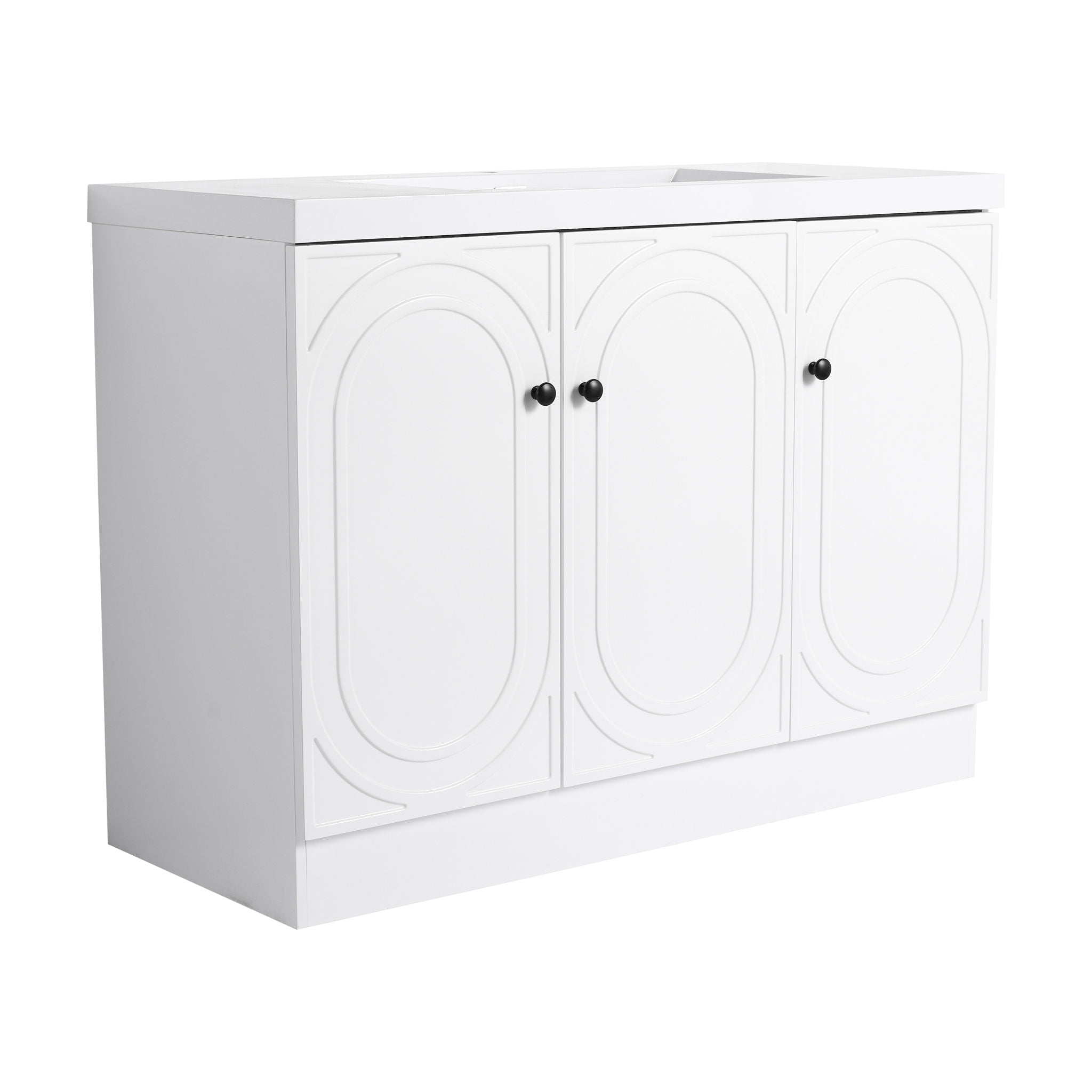 Contemporary Freestanding Bathroom Vanity With Resin Sink &amp; Soft-Close Cabinet Doors
