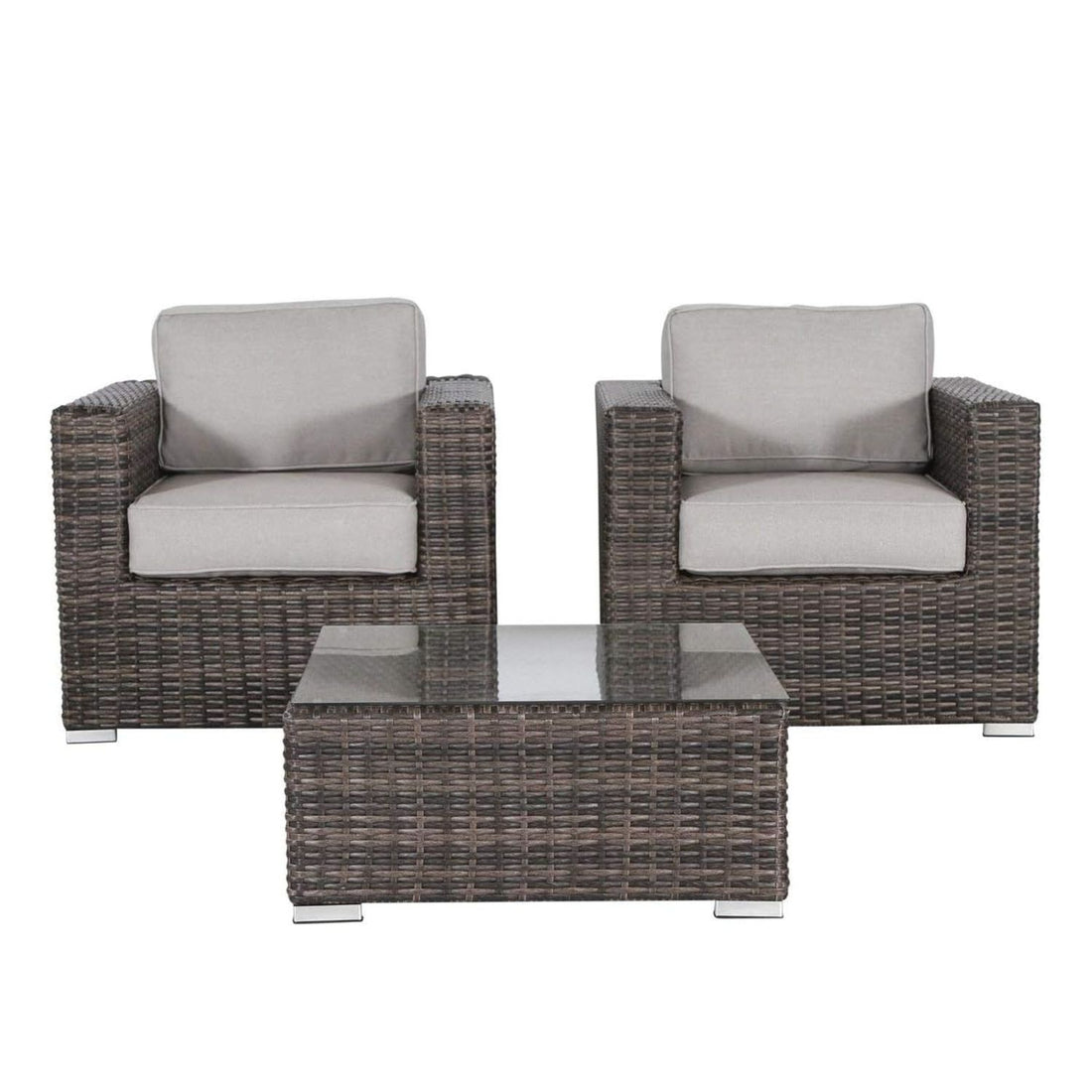 Wicker Seating Group Set With Table And Cushions