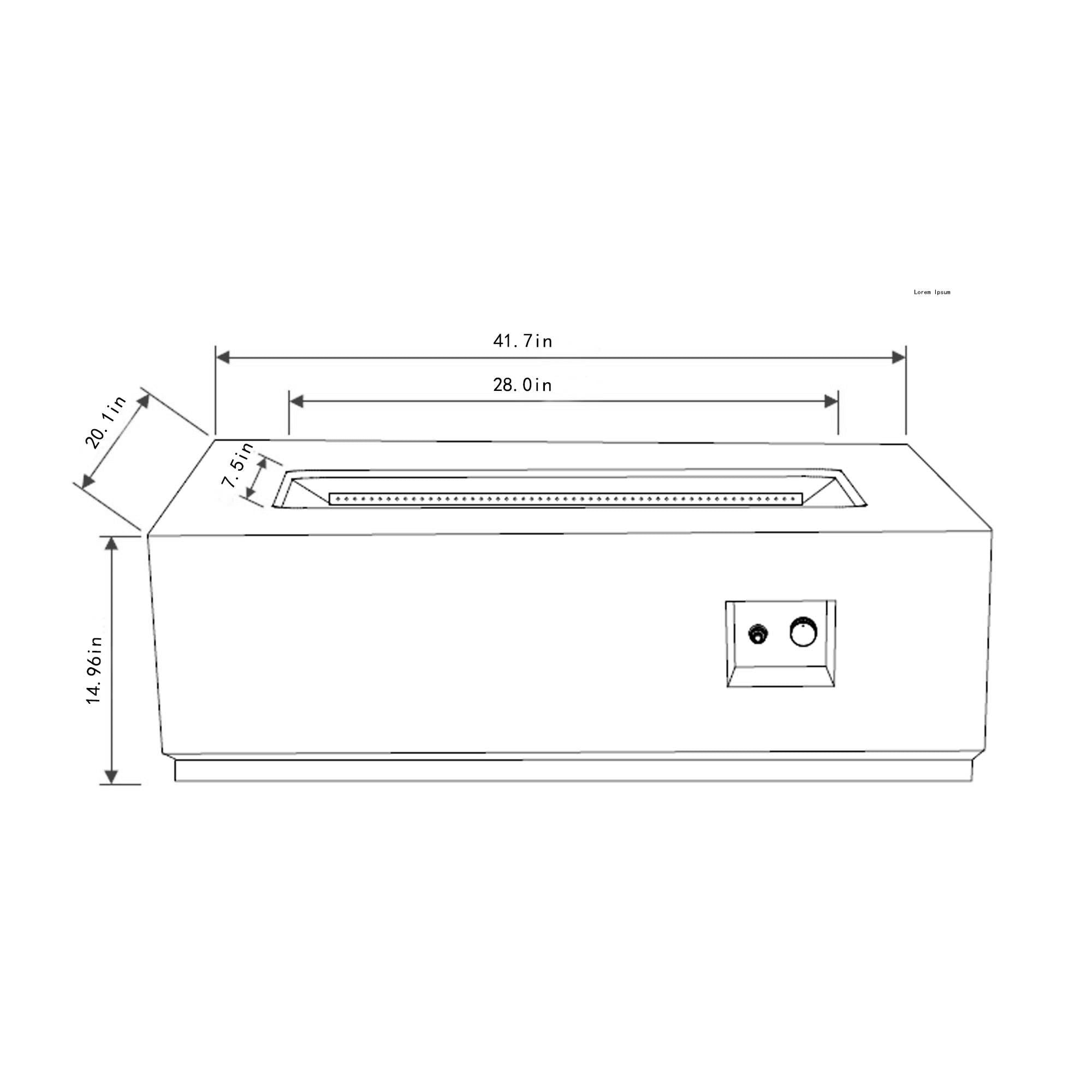 42&quot; Propane Gas Fire Pit Table, 50000 Btu Rectangular Steel Fire Pit With Glass Wind Guard For Outside Patio Deck Garden Courtyard - Gray