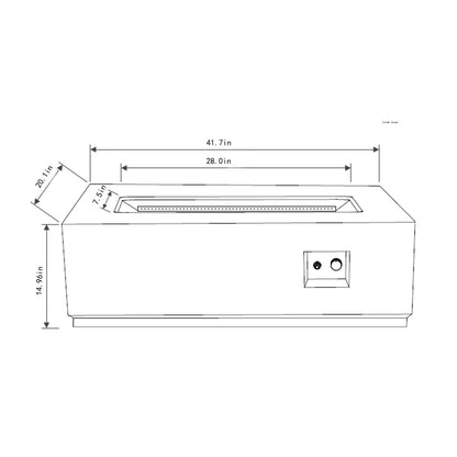 42&quot; Propane Gas Fire Pit Table, 50000 Btu Rectangular Steel Fire Pit With Glass Wind Guard For Outside Patio Deck Garden Courtyard - Gray