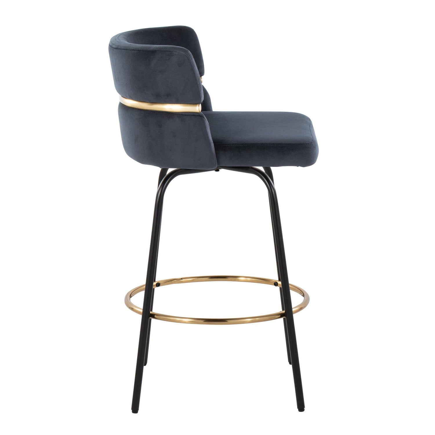 Cinch - Contemporary Fixed Height Counter Stool With Swivel &amp; Round Footrest (Set of 2)