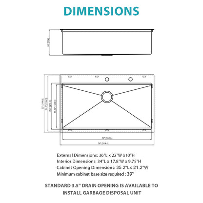 Drop In Kitchen Sink Stainless Steel 16 Gauge