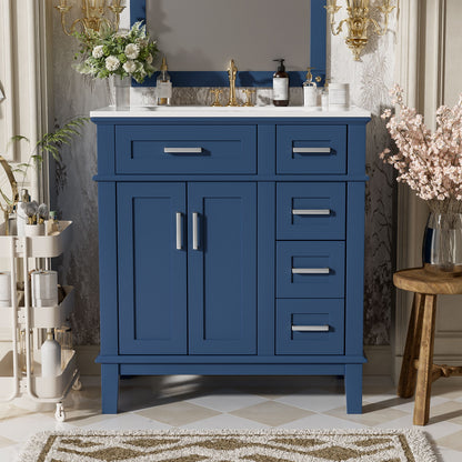 Modern Bathroom Vanity With Sink, Storage Cabinet, Soft Close Doors, Deep &amp; Standard Drawers