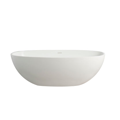 65.2&quot; Freestanding Solid Surface Soaking Bathtub For Bathroom - Matte White