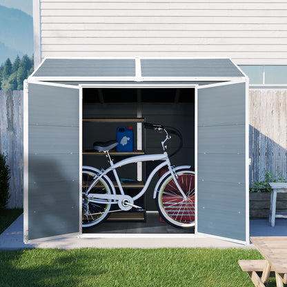 Resin Outdoor Storage Shed Waterproof Shed With Floor &amp; Two Windows &amp; Lockable Door, Tool Shed For Garden, Patio, Backyard