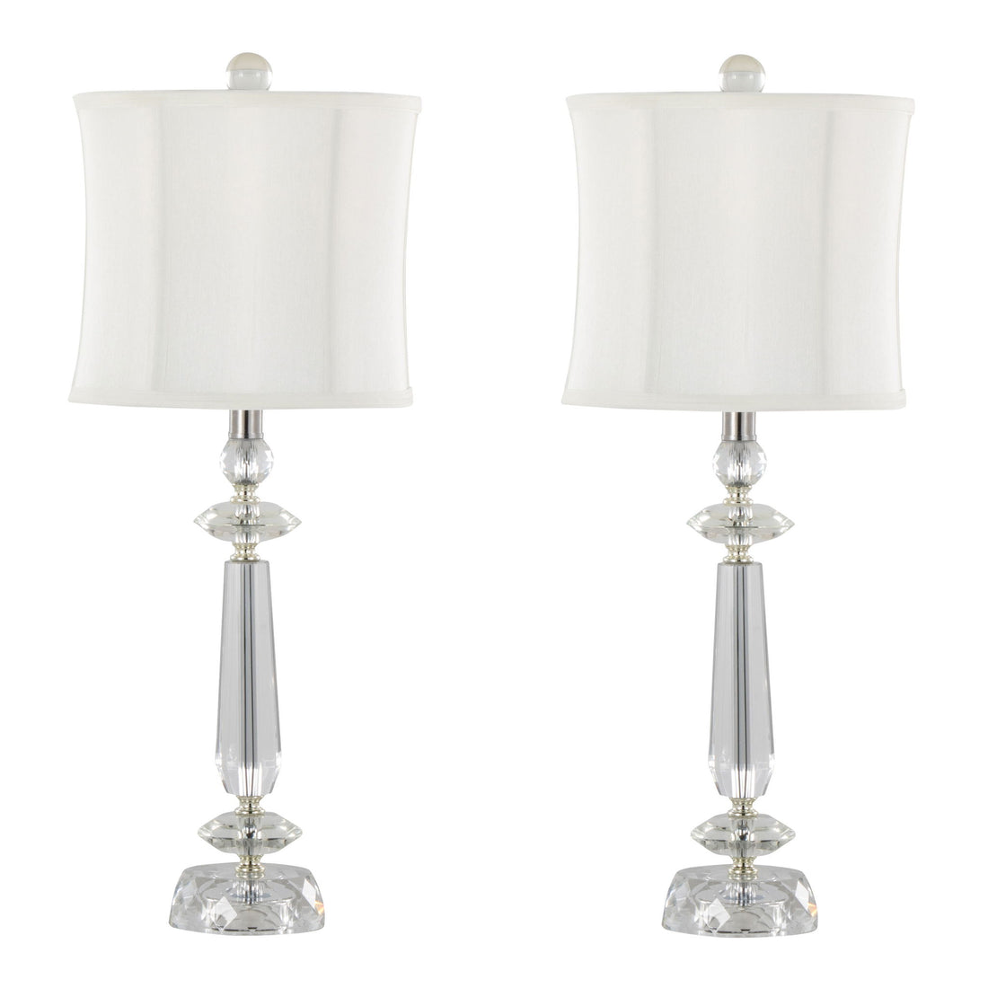 Karat - Contemporary Crystal Table Lamp (Set of 2) - Clear Crystal / Chrome / White Softback