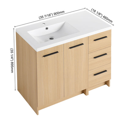 Wall Mounted Floating Bathroom Vanity With Sink, Door &amp; Drawers Modular Cabinet