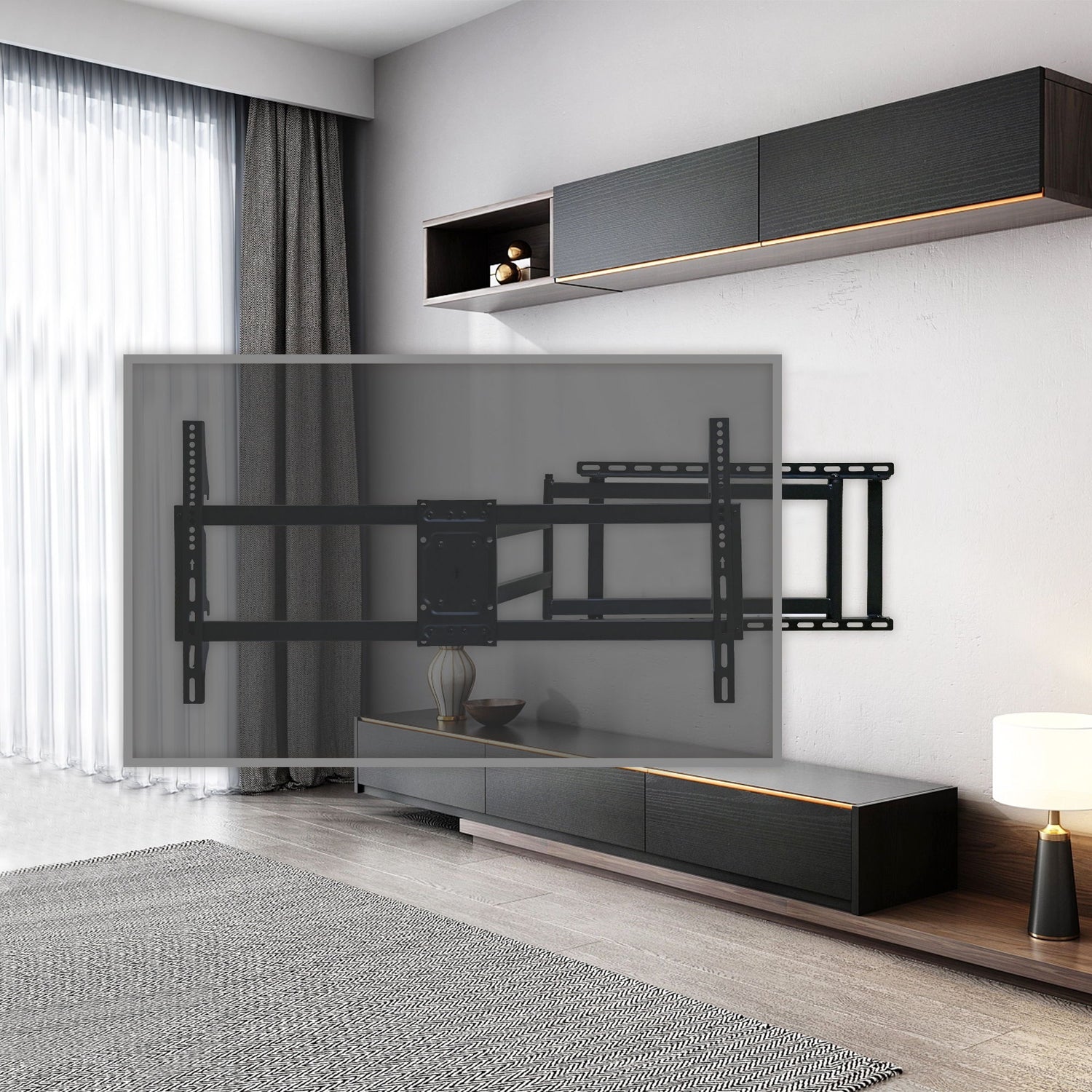 Full Motion TV Wall Mount Bracket For 40 120&quot; TV Dual Arm Tilt &amp; Swivel Vesa 800 X 400 Mm 132 Lbs Load - Black