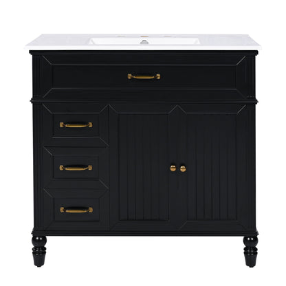 Bathroom Vanity With Sink, Freestanding Cabinet &amp; Drawers