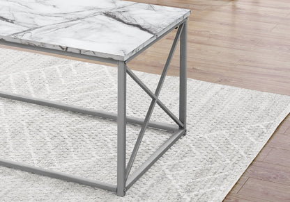 Table Set, Coffee, End, Side, Accent, Living Room, Marble Look Laminate, Contemporary &amp; Modern (Set of 3)