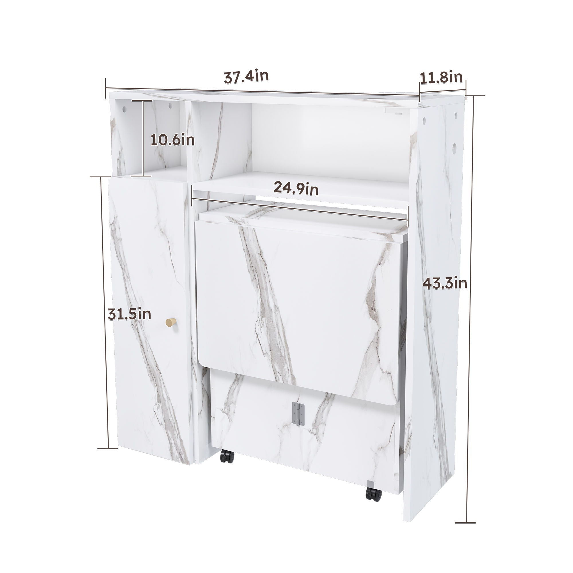 Multifunctional Folding Dining Table With Wall-Mounted Sideboard &amp; Storage