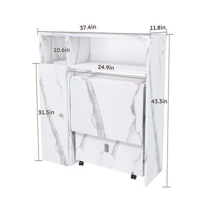 Multifunctional Folding Dining Table With Wall-Mounted Sideboard &amp; Storage