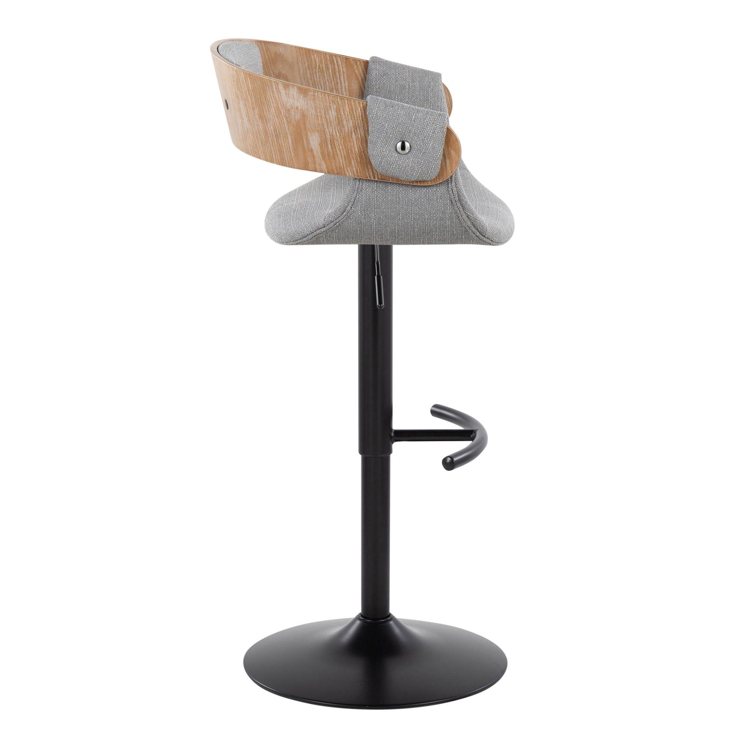 Elisa - Mid Century Modern Adjustable Barstool With Swivel &amp; Rounded T Footrest (Set of 2)