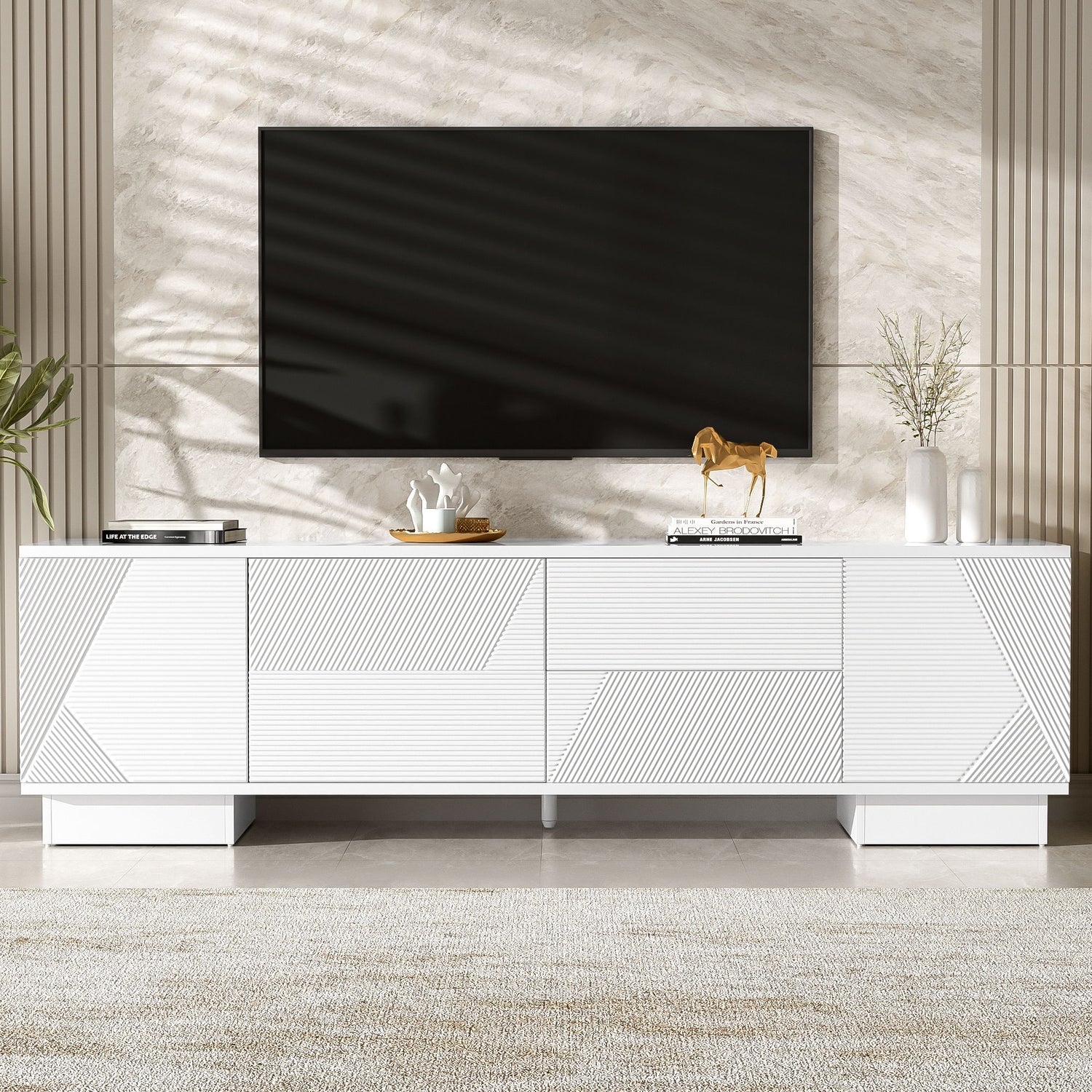Modern TV Stand With Storage Cabinets, 4 Drawers