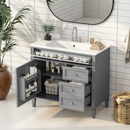 Bathroom Vanity &amp; Top Sink, Modern Bathroom Storage Cabinet With 2 Drawers And A Tip-Out Drawer