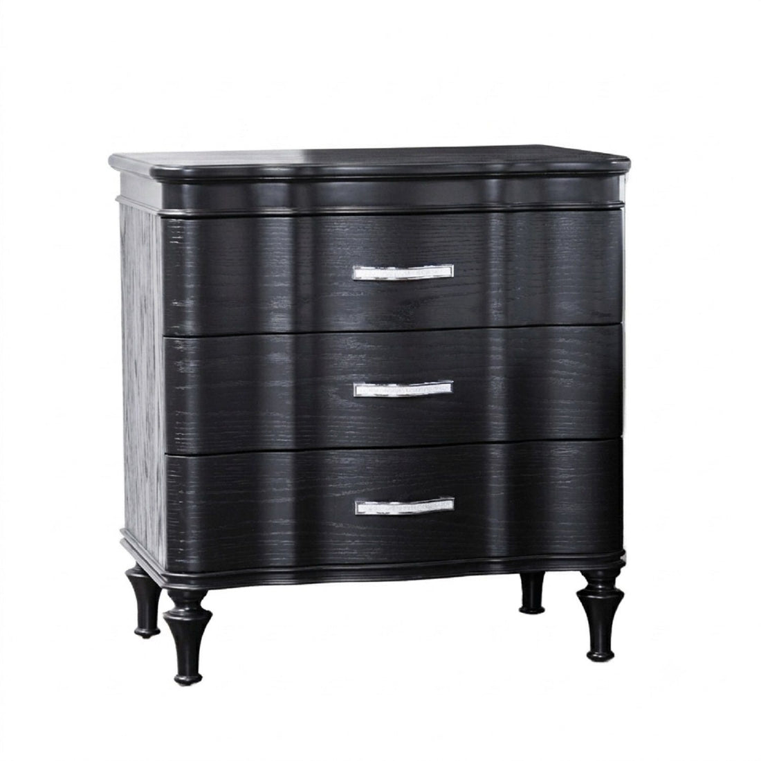 Nightstand, 3 Drawer Bedside Table - Black