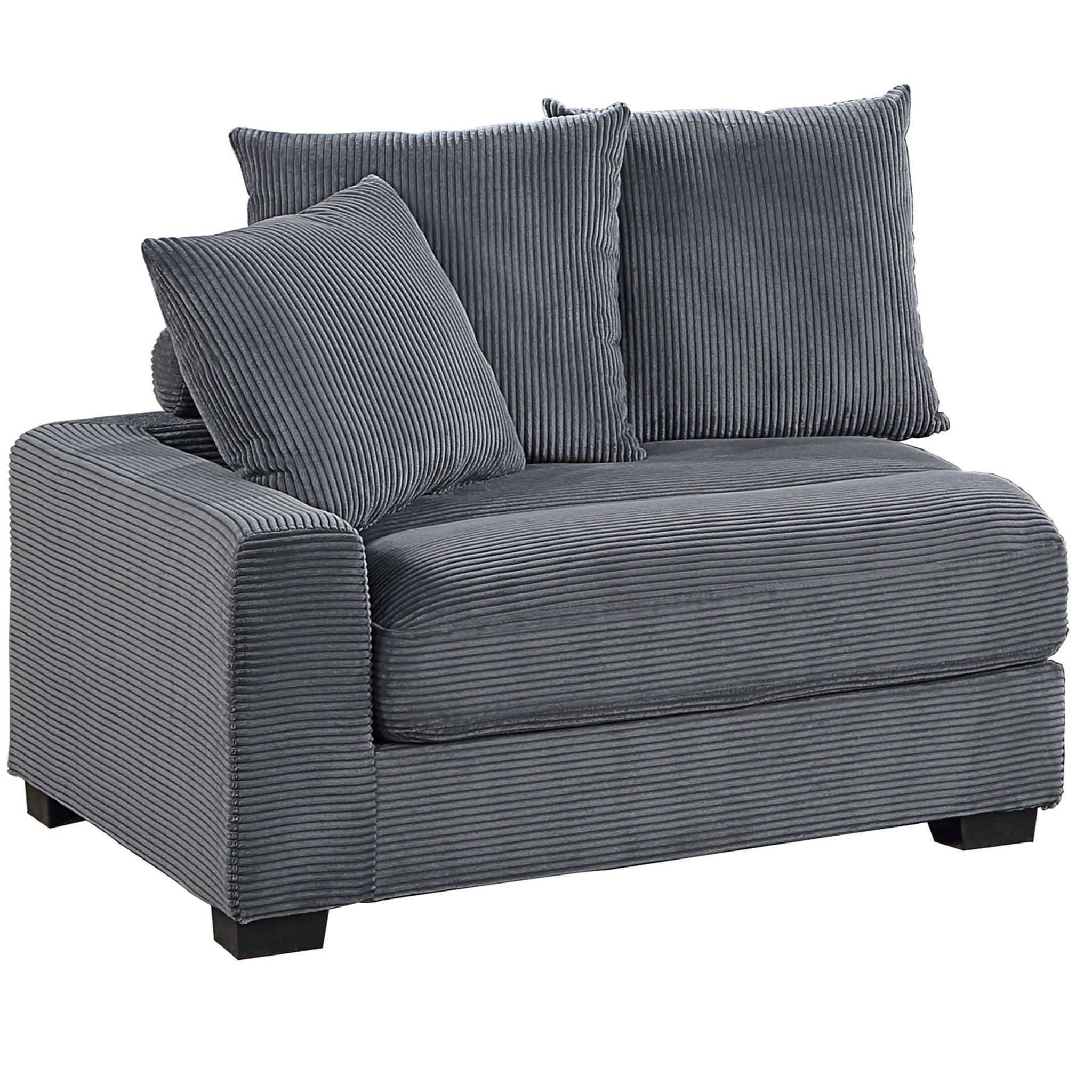 5 Piece Modular Sectional Set Couch With LAF &amp; RAF Chairs, Living Room Furniture - Dark Gray