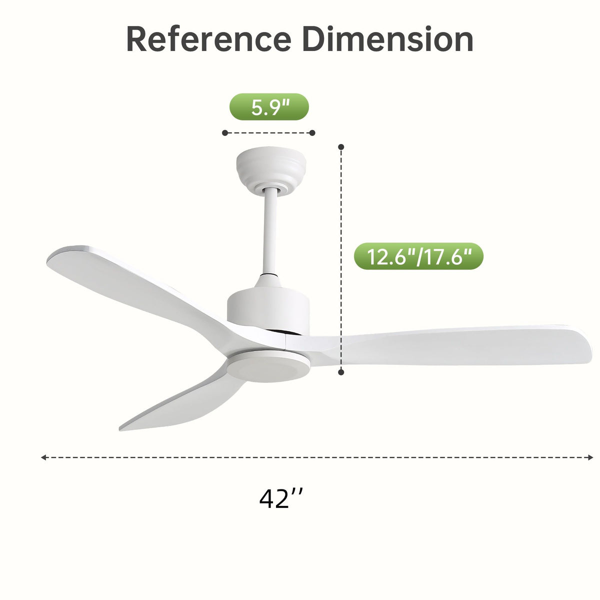42" Ceiling Fan With DC Reversible Motor, 3 Blades, Timer Function