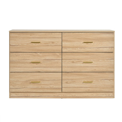 Modern 6 Drawer Dresser For Bedroom, Ample Storage Wide Chest Of Drawers, Sturdy &amp; Safe