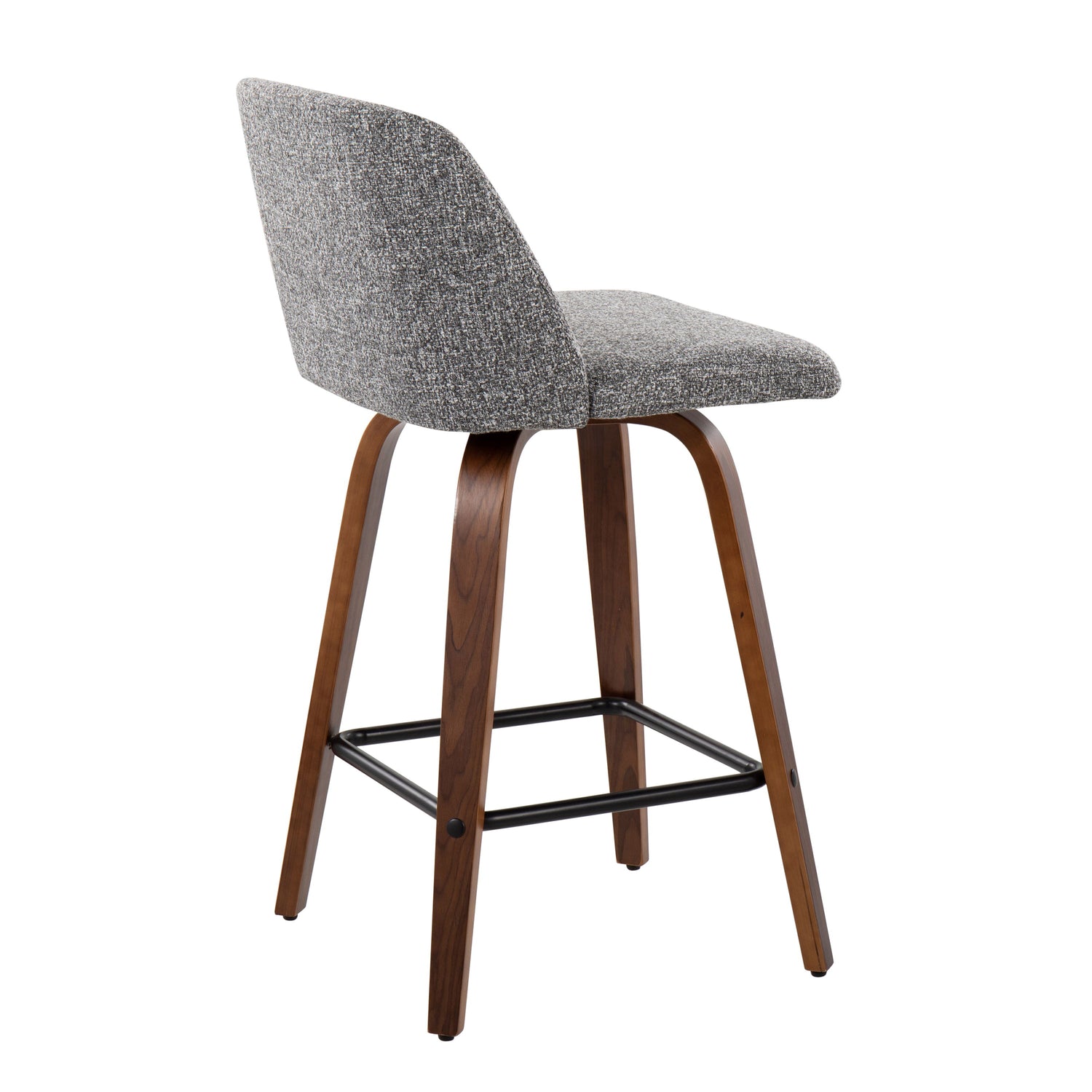Toriano - Mid Century Modern Fixed Height Counter Stool &amp; Square Footrest (Set of 2)
