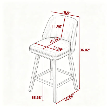 360° Swivel Bar Stool, Counter Height Kitchen Island Chair