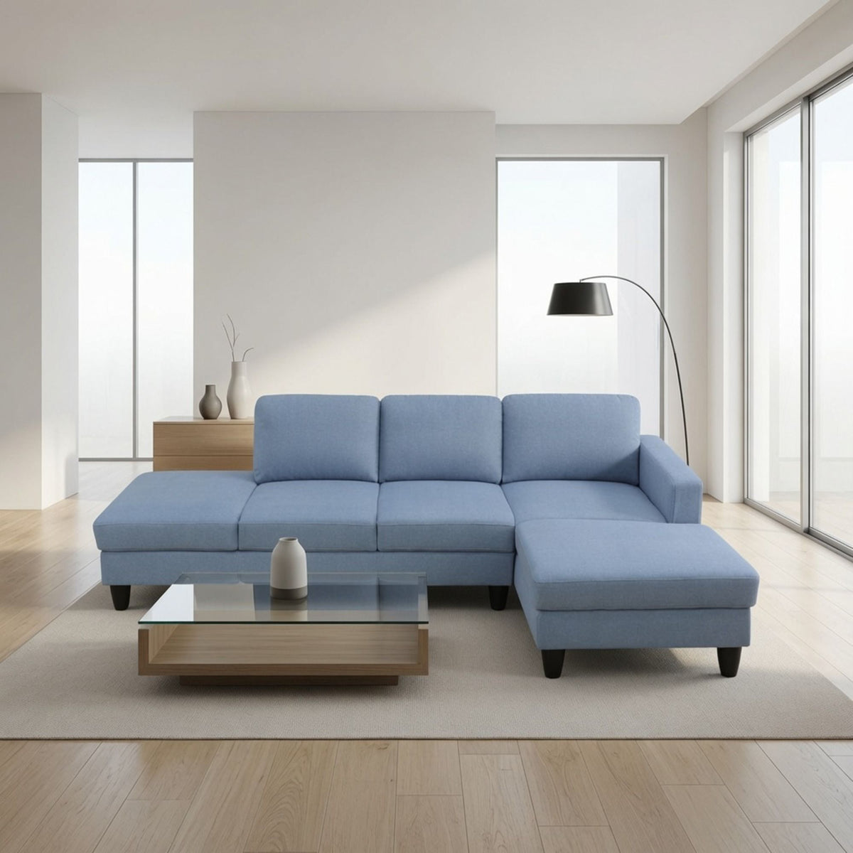 L - Shaped Sectional Sofa With Chaise &amp; Ottoman
