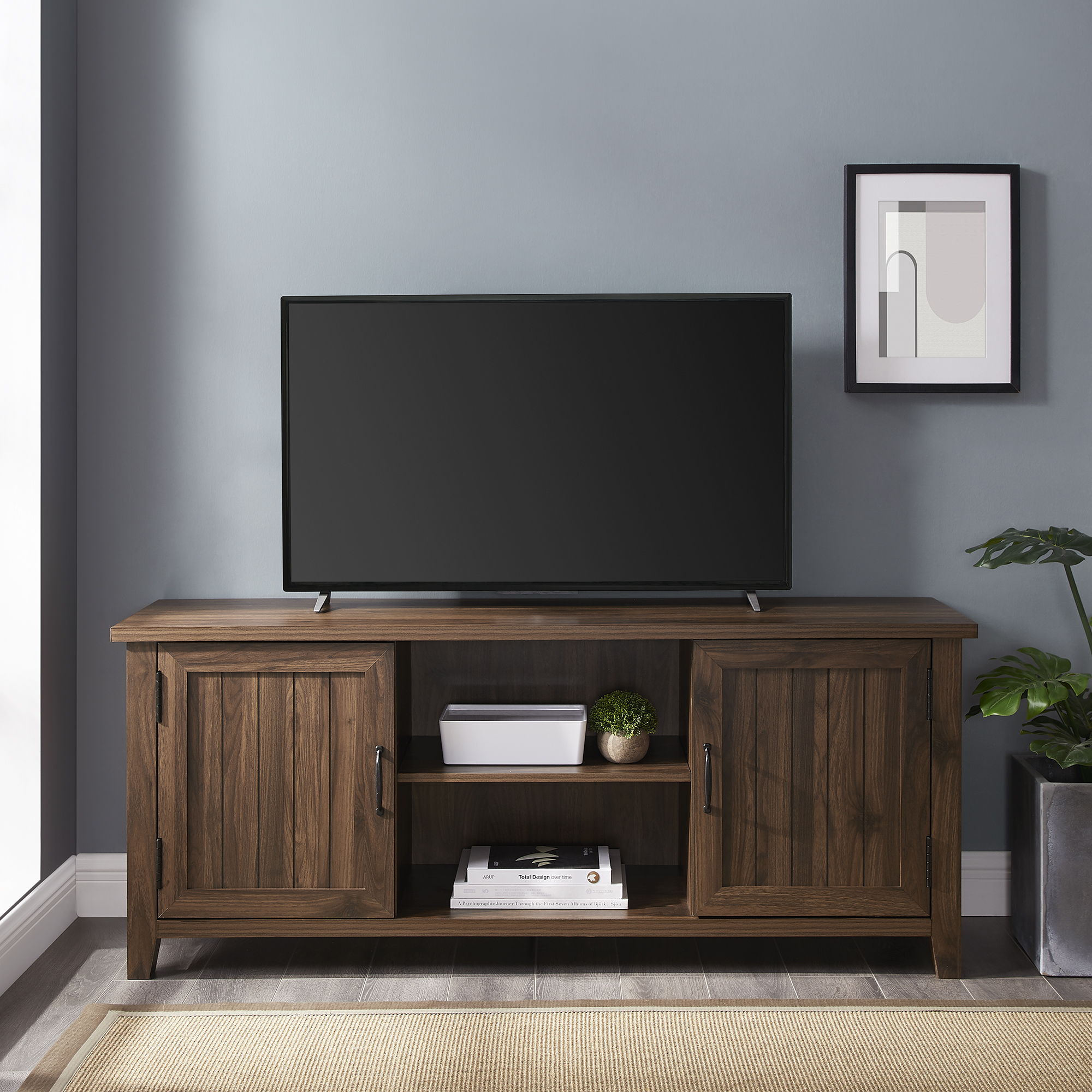 Classic Grooved Door TV Stand For Tvs Up To 65&quot;