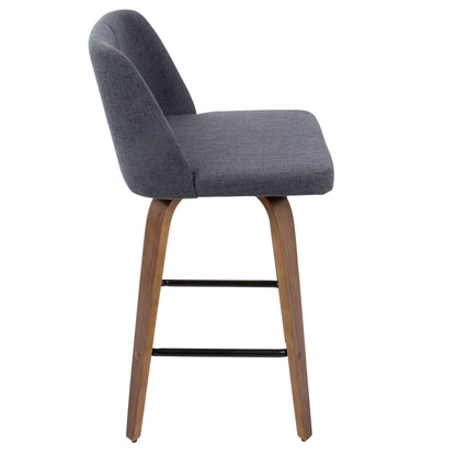 Toriano - Mid Century Modern Fixed Height Counter Stool &amp; Square Footrest (Set of 2)