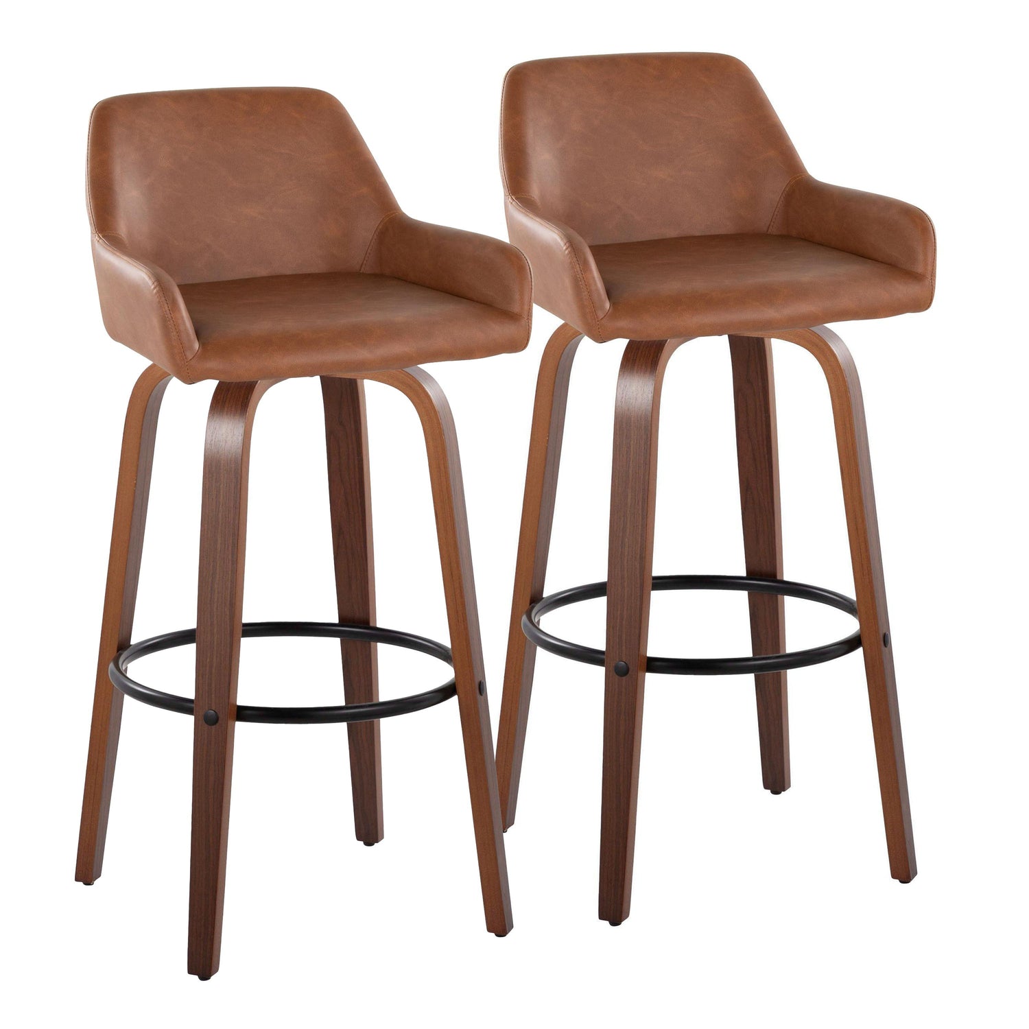 Daniella - Contemporary Fixed Height, Barstool &amp; Swivel And Round Footrest (Set of 2)