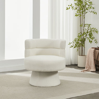 Swivel Accent Chair, 360° Rotating Design With Ergonomic Support For Living Room, Bedroom &amp; Home Office - Cream White