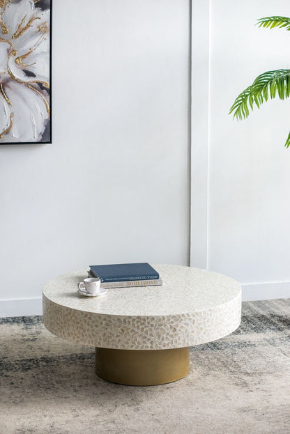 Unique Capiz Coffee Table &amp; Pedestal Base