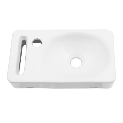Rectangle, Wall Mount Bathroom Sink &amp; Single Faucet Hole - White