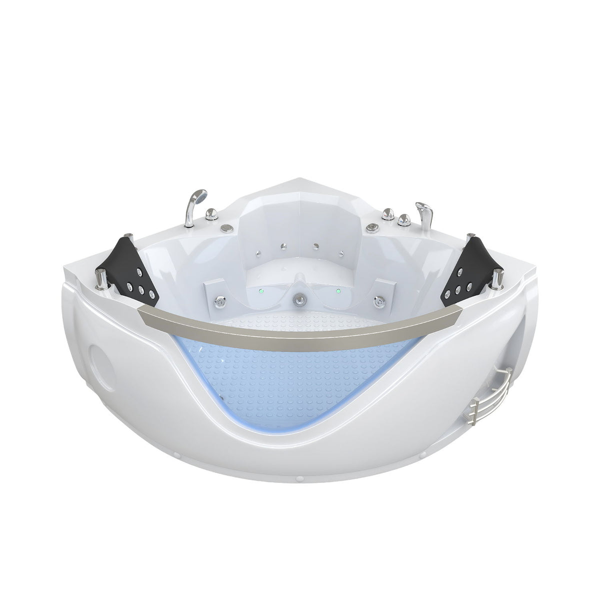 Xavier - Double Corner Massage Bathtub, Equipped &amp; Gfci Plug And Ul Certified Water Pump, Upc Certified Drain - Milk White