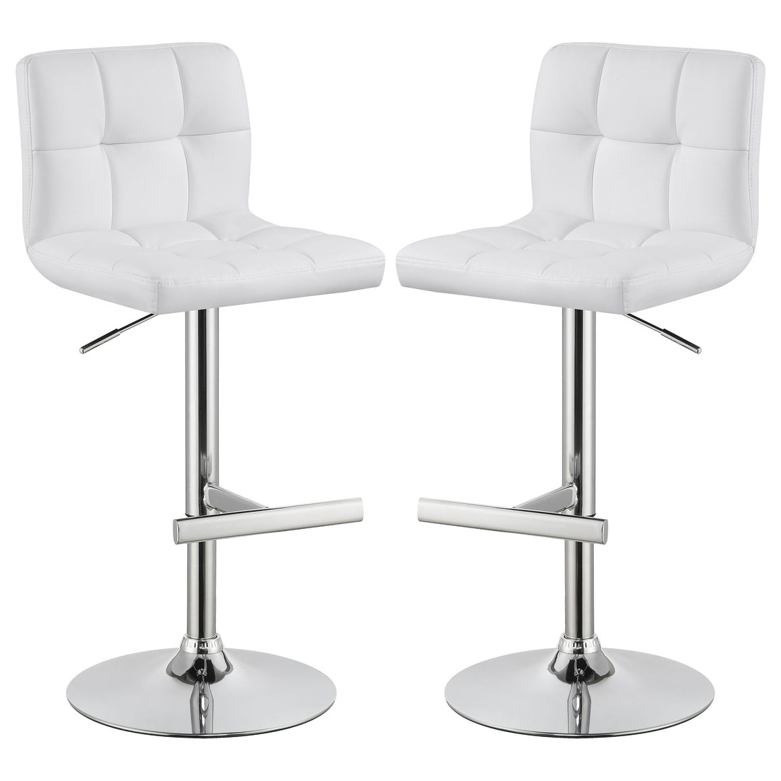 Lenny - Upholstered Adjustable Bar Stool (Set of 2) - White