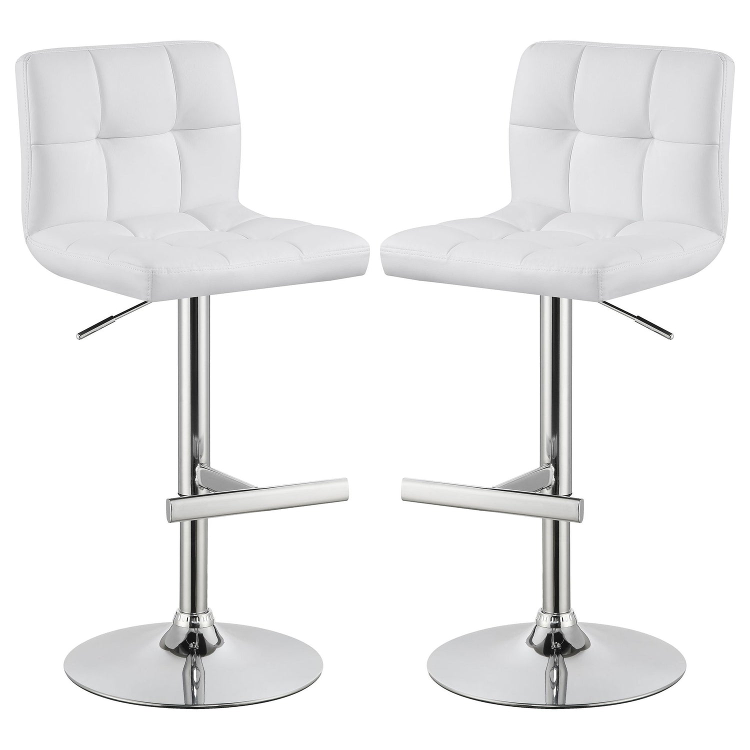 Lenny - Upholstered Adjustable Bar Stool (Set of 2) - White