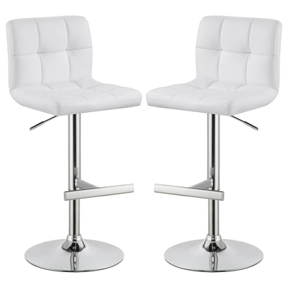 Lenny - Upholstered Adjustable Bar Stool (Set of 2) - White