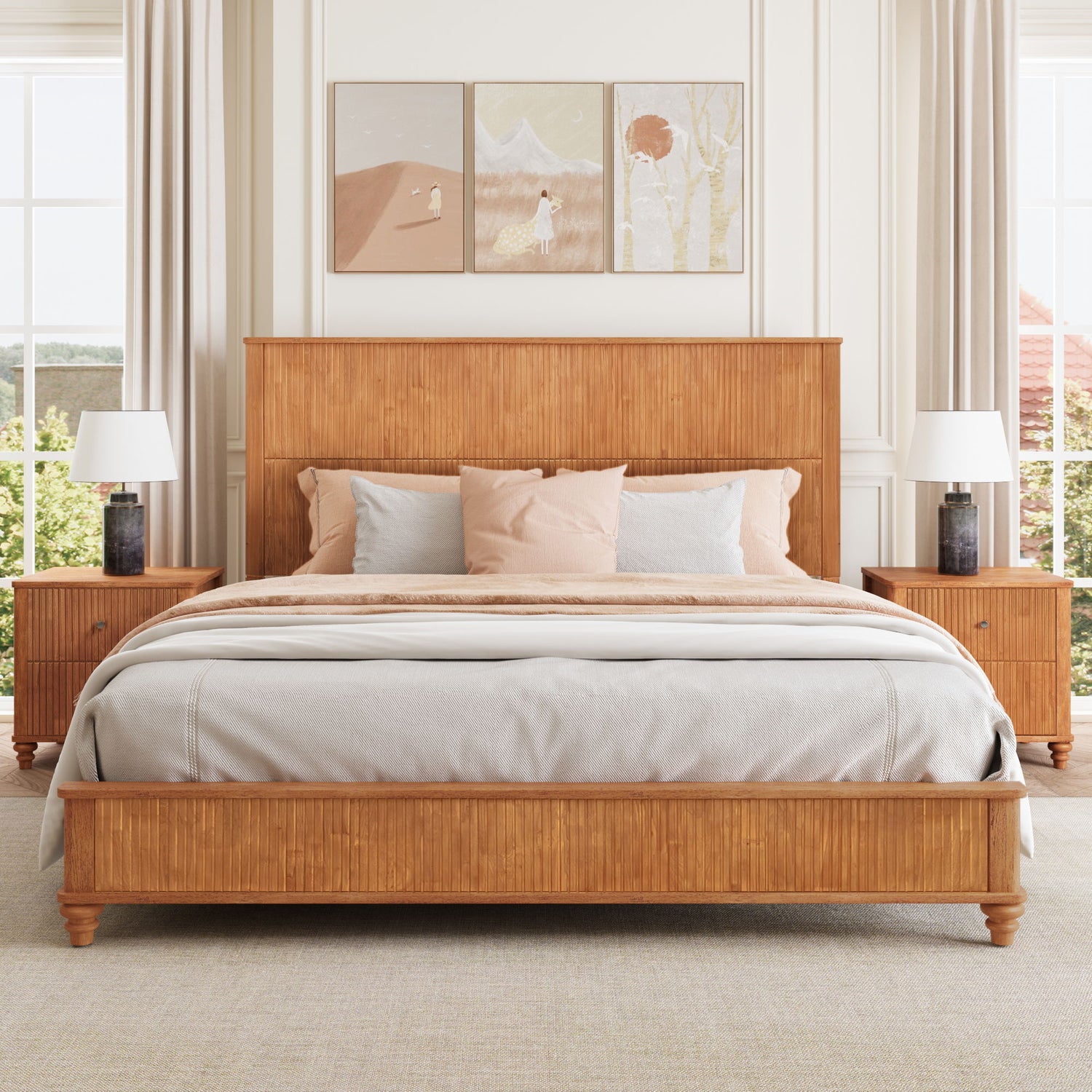 Platform Bed Frame &amp; Tall Headboard