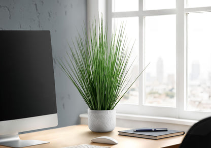 21&quot; Tall, Artificial Plant, Grass, Indoor, Faux, Fake, Table, Greenery, Potted, Real Touch, Decorative - Green / White