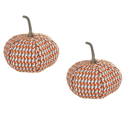 Pumpkin Ornament Decor For Holiday Harvest Festival Fall Festival &amp; Thanksgiving (Set of 2) - Orange Multi