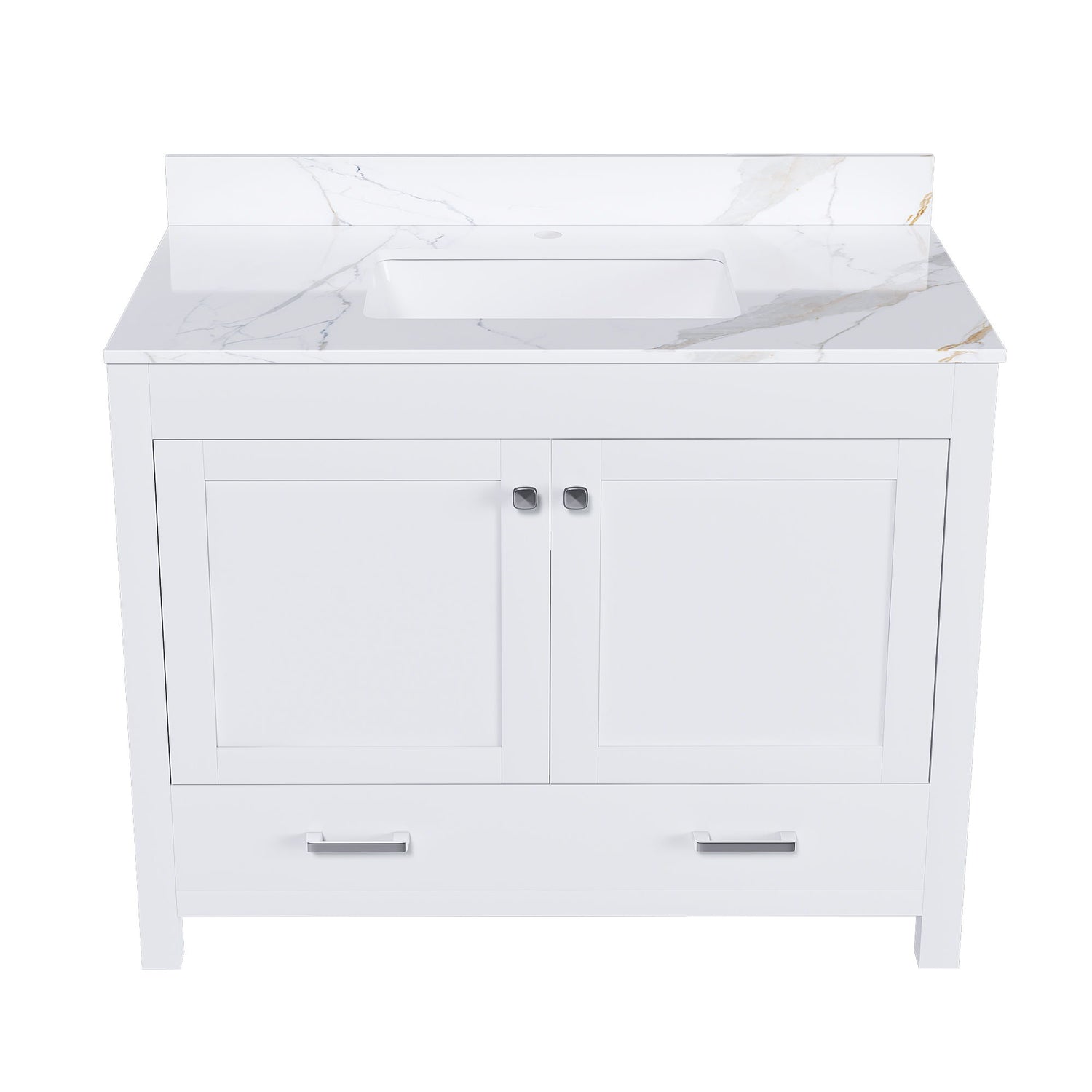 43&quot; Bathroom Vanity, Multi Functional Cabinet, Doors And Drawer - White