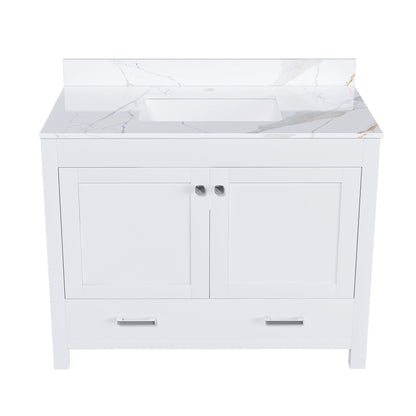 43&quot; Bathroom Vanity, Multi Functional Cabinet, Doors And Drawer - White