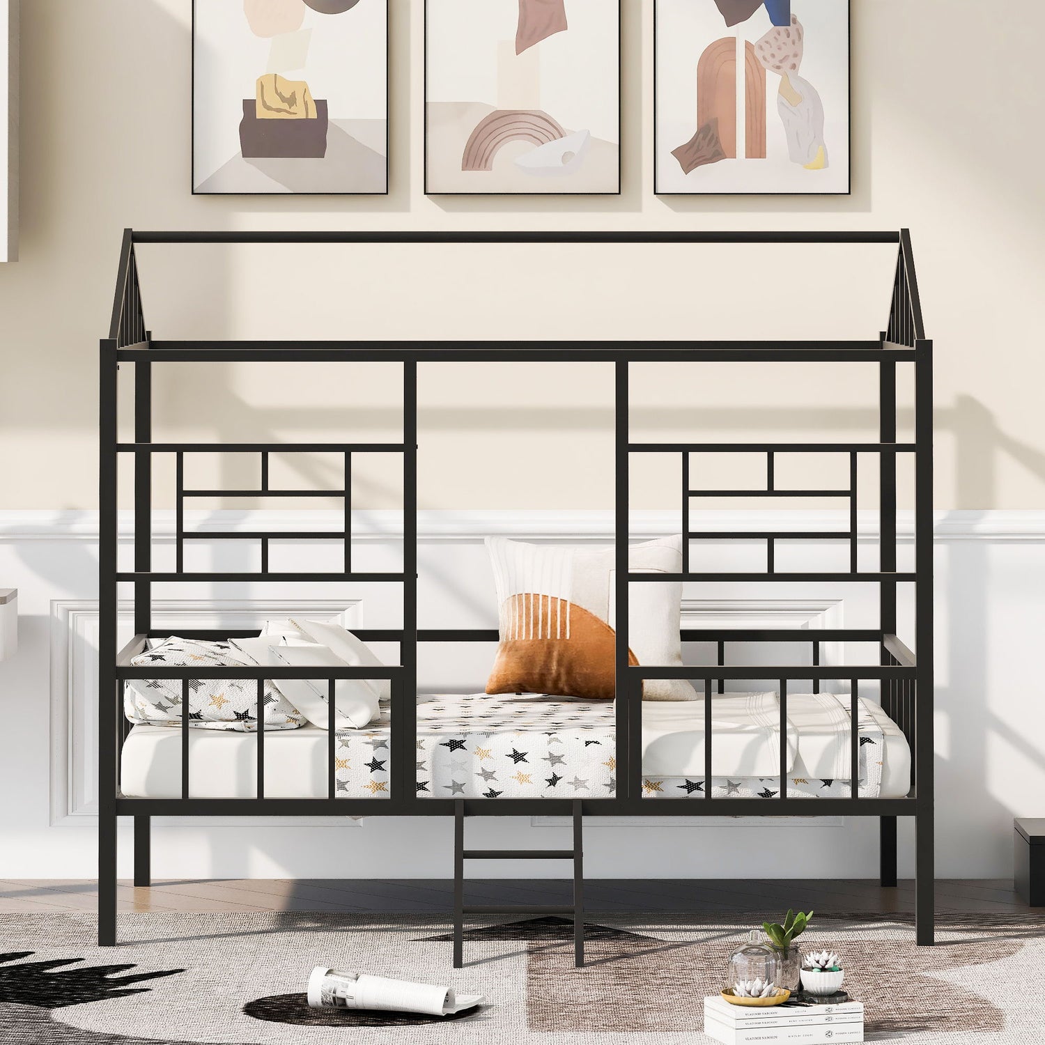 House Bed Frame With Slatted Support, No Box Spring Needed