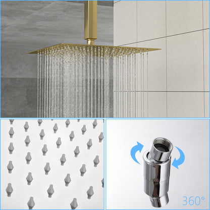 Modern 10&quot; Square Rainfall Shower Head &amp; Stainless Steel Wall Or Ceiling Mount Luxury Spa Shower Panel