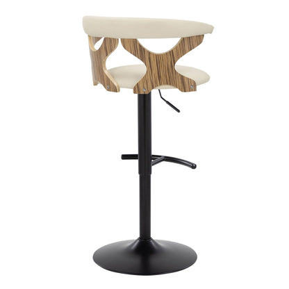 Gardenia - Contemporary Adjustable Barstool &amp; Swivel With Rounded T Footrest (Set of 2)