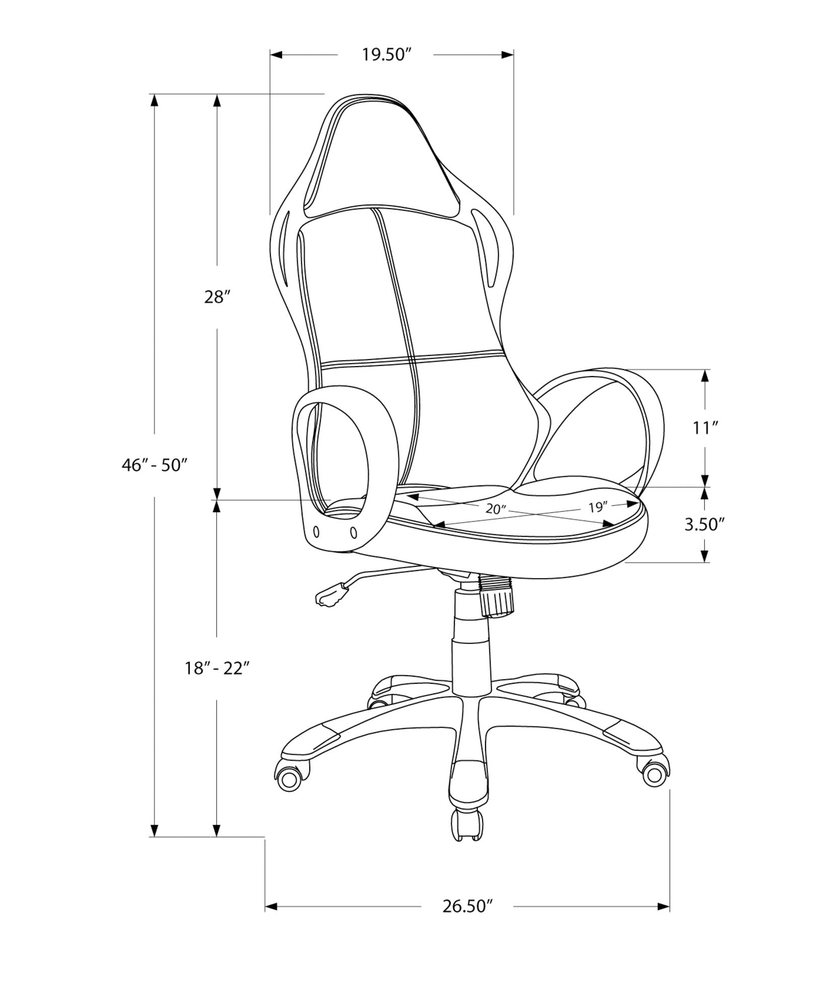 Office Chair, Gaming, Adjustable Height, Swivel, Ergonomic, Armrests, And Red, Contemporary &amp; Modern - Black