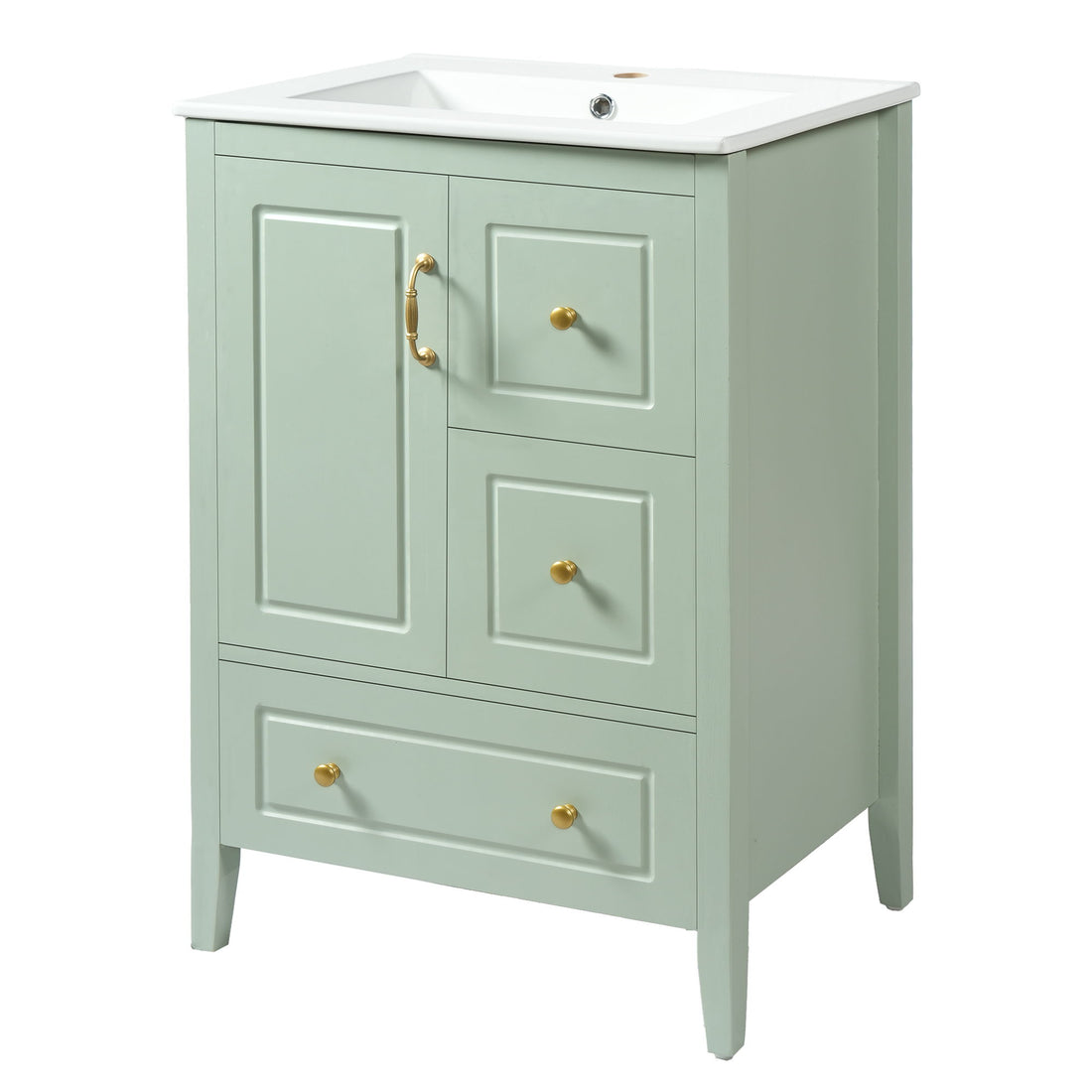Retro Bathroom Vanity With Sink, Soft Closing Cabinet &amp; Drawers