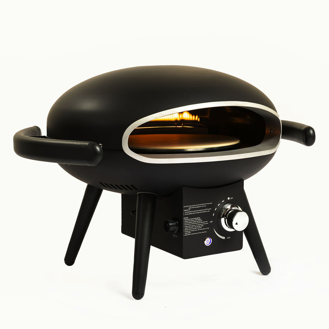Gas Pizza Oven, Propane Outdoor Pizza Oven, Portable Pizza Oven For 12&quot; Pizzas, With Gas Hose&amp;Regulator - Black