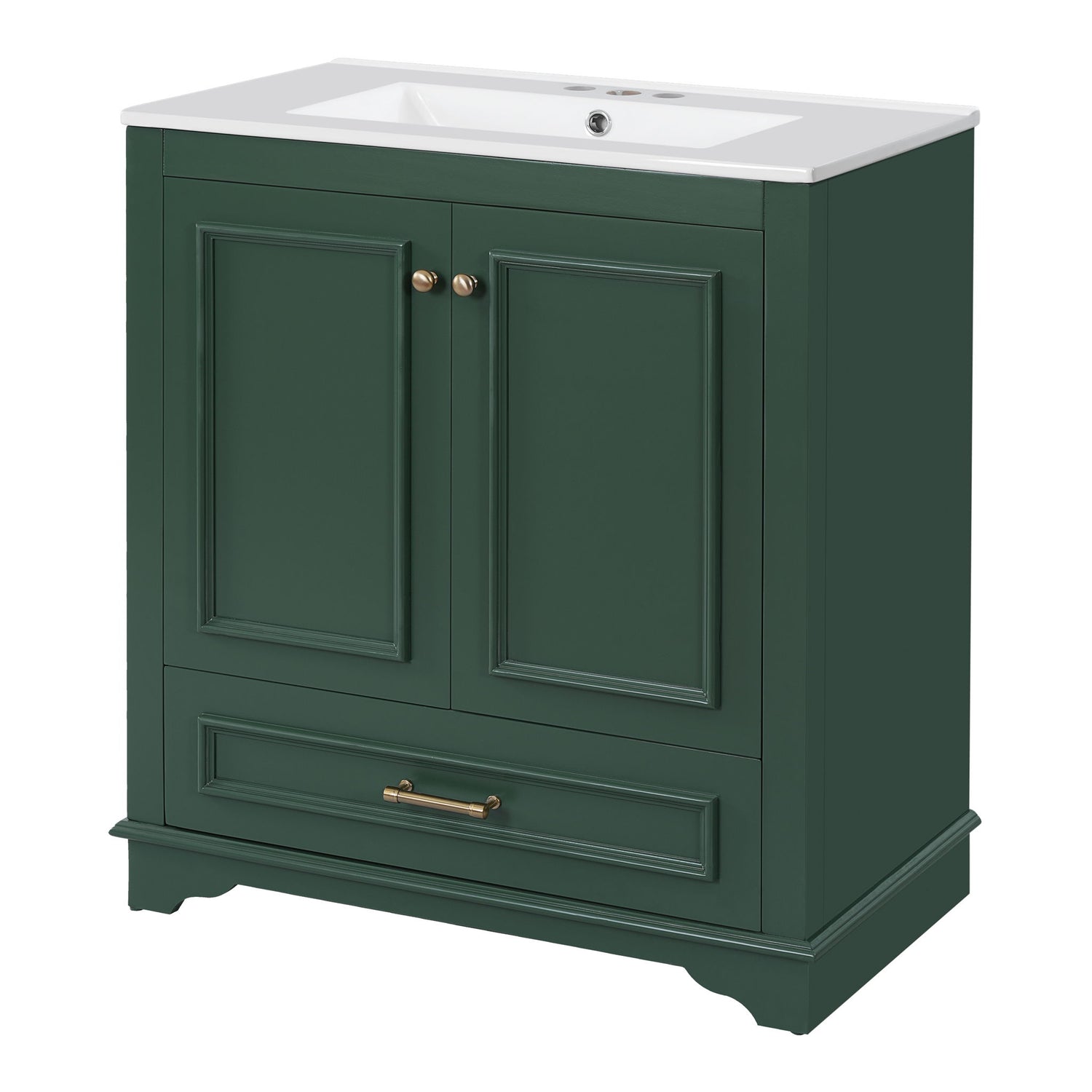 Bathroom Vanity With Sink, Cabinet &amp; 2 Soft Closing Doors &amp; Adjustable Shelf