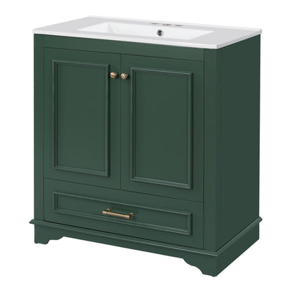 Bathroom Vanity With Sink, Cabinet &amp; 2 Soft Closing Doors &amp; Adjustable Shelf