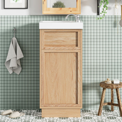 15.75&quot; Bathroom Vanity With Reversible Resin Sink And Cabinet - Wood